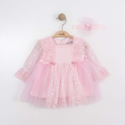 Wholesale Baby Girls Dress with Bandana 0-12M Miniborn 2019-3209 Pink