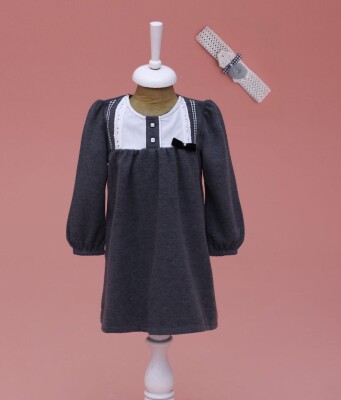 Wholesale Baby Girls Dress with Hairband 9-24m Lilax 1049-6593 Anthracite Color