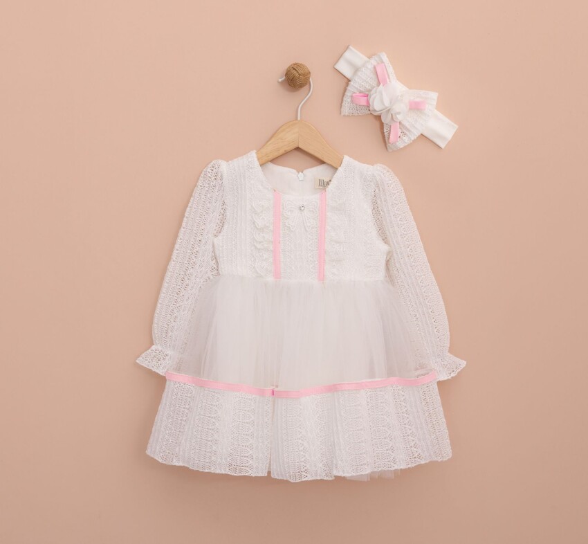 Wholesale Baby Girls Dress with Headband 6-18M Lilax 1049-6443 - 2