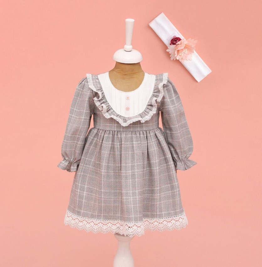 Wholesale Baby Girls Dress with Headband 6-18M Lilax 1049-6595 - 2