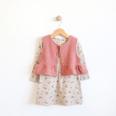 Wholesale Baby Girls Dress With Vest 9-24M Lilax 1049-5887 Лососевый цвет