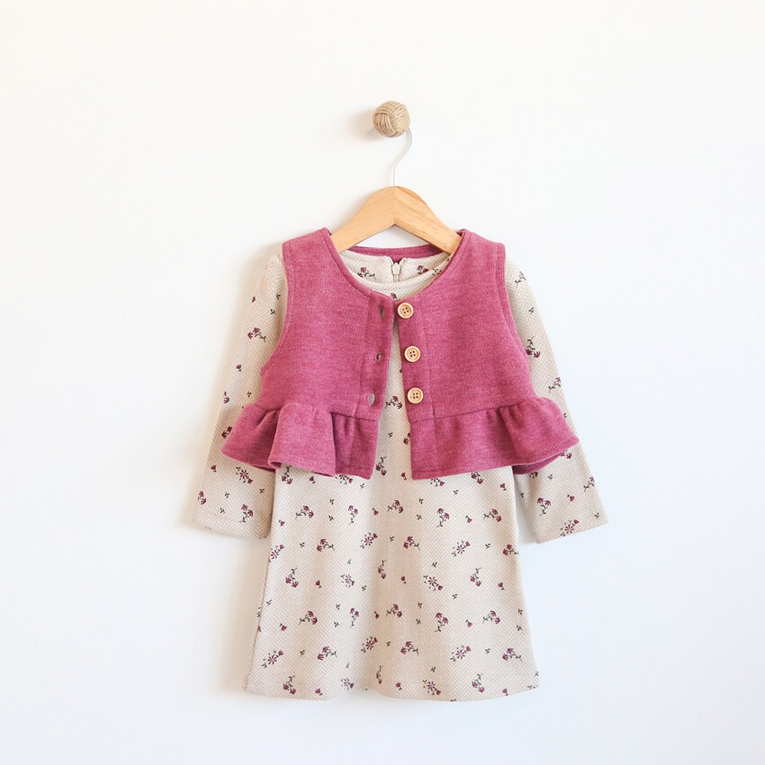 Wholesale Baby Girls Dress With Vest 9-24M Lilax 1049-5887 - 1