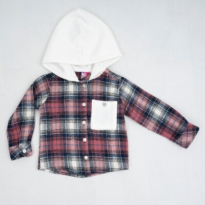 Wholesale Baby Girls Flannel Shirt with Hooded 6-24M Timo 1018-T4KDÜ012222031 - Timo