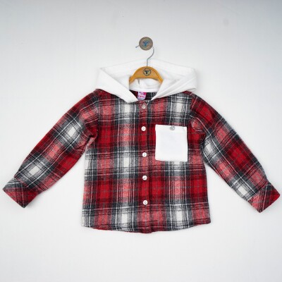 Wholesale Baby Girls Flannel Shirt with Hooded 6-24M Timo 1018-T4KDÜ012222031 - Timo (1)