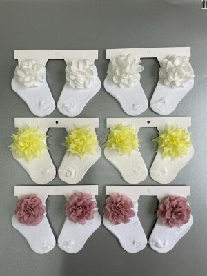 Wholesale Baby Girls Flowers Socks 0-6M Algiy Mini 2047-1103 - 1