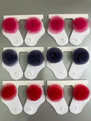 Wholesale Baby Girls Flowers Socks 0-6M Algiy Mini 2047-1104 - 1
