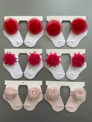Wholesale Baby Girls Flowers Socks 0-6M Algiy Mini 2047-1106 - 1