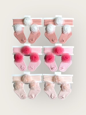 Wholesale Baby Girls Flowers Socks Set 0-6M Algiy Mini 2047-1156 - Algiy Mini