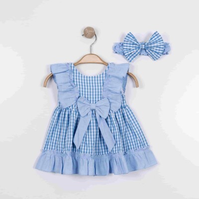 Wholesale Baby Girls Headband Dress 6-18M Eray Kids 1044-13345 Mavi