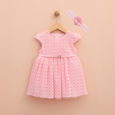 Wholesale Baby Girls Headband Dress 9-24M Lilax 1049-6352-1 Розовый 