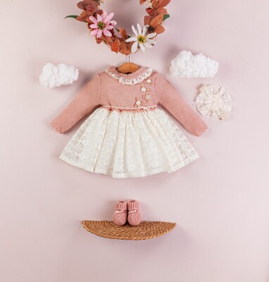 Wholesale Baby Girls Headband Socks Dress 3-12M BabyRose 1002-4379 Розовый 