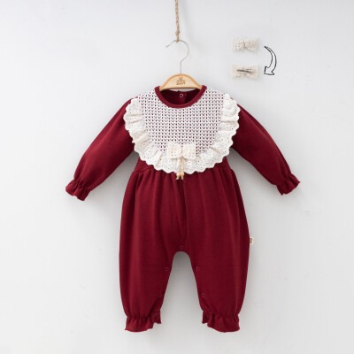 Wholesale Baby Girls Jumpsuit Set 3-9M Minizeyn 2014-3006 Claret Red