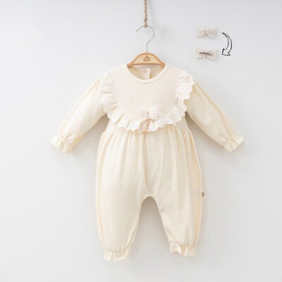 Wholesale Baby Girls Jumpsuit Set 3-9M Minizeyn 2014-3006 Cream