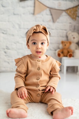 Wholesale Baby Girls Jumpsuit with Button Gots Certificate 100% Organic Cotton 0-24M Zeyland 1070-23 - Zeyland