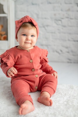 Wholesale Baby Girls Jumpsuit with Button Gots Certificate 100% Organic Cotton 0-24M Zeyland 1070-23 - 2