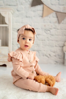 Wholesale Baby Girls Jumpsuit with Button Gots Certificate 100% Organic Cotton 0-24M Zeyland 1070-23 Pink