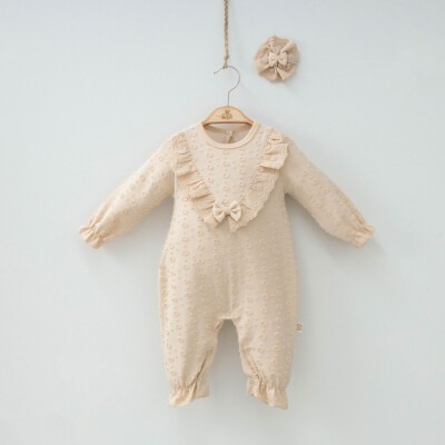 Wholesale Baby Girls Jumpsuit with Claps 3-9M Minizeyn 2014-3007 Mink