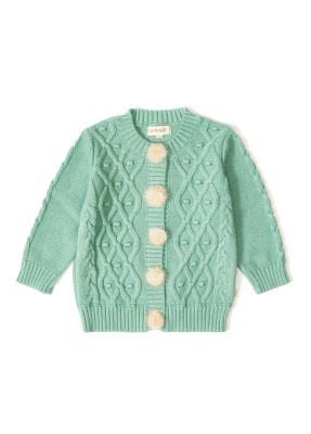 Wholesale Baby Girls Knitwear Cardigan 12-36M Uludağ Triko 1061-21053 Зелёный 