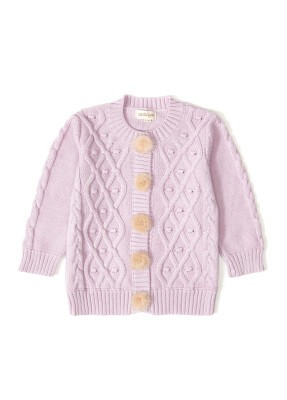 Wholesale Baby Girls Knitwear Cardigan 12-36M Uludağ Triko 1061-21053 Lilac