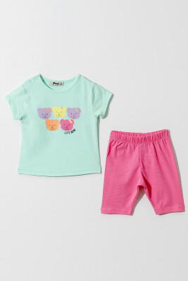 Wholesale Baby Girls Leggings and T-shirt Set 6-18M Piop 2055-003 Mint Green 