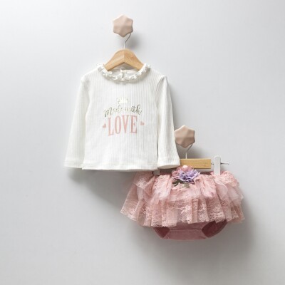 Wholesale Baby Girls Long Sleeve T-shirt Set with Skirt 6-18M Cumino 1014-CMN3250 - 2