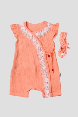Wholesale Baby Girls Muslin Rompers 3-12M Kidexs 1026-60120 Salmon Color 