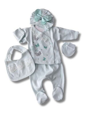 Wholesale Baby Girls Newborn 5-Piece Body Pants Bib Hat and Gloves Set 0-3M Minizeyn 2014-7016 - Minizeyn (1)