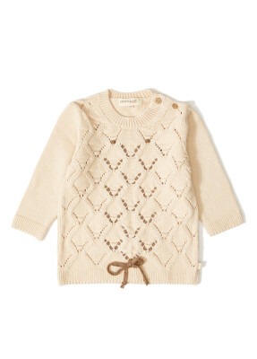 Wholesale Baby Girls Organic Cotton Knitwear Sweater 12-36M Uludağ Triko 1061-21058-1 Бежевый 
