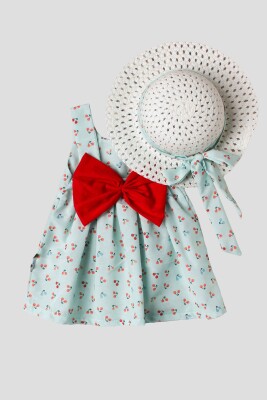 Wholesale Baby Girls Patterned Dress with Hat 6-24M Kidexs 1026-60160 - Kidexs
