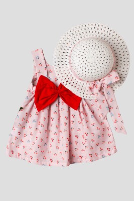 Wholesale Baby Girls Patterned Dress with Hat 6-24M Kidexs 1026-60160 - Kidexs (1)