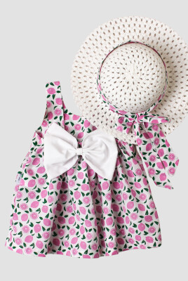 Wholesale Baby Girls Patterned Dress with Hat 6-24M Kidexs 1026-60177 - Kidexs (1)