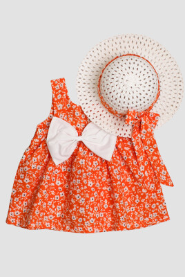 Wholesale Baby Girls Patterned Dress with Hat 6-24M Kidexs 1026-60191 - Kidexs (1)