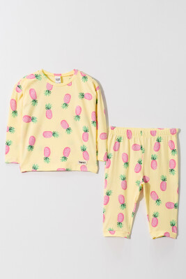 Wholesale Baby Girls Patterned Sleepwear Set 6-18M Tuffy 1099-1003 Light Yellow