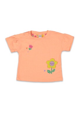 Wholesale Baby Girls Printed T-shirt 6-18M Tuffy 1099-9006 Neon Oranj