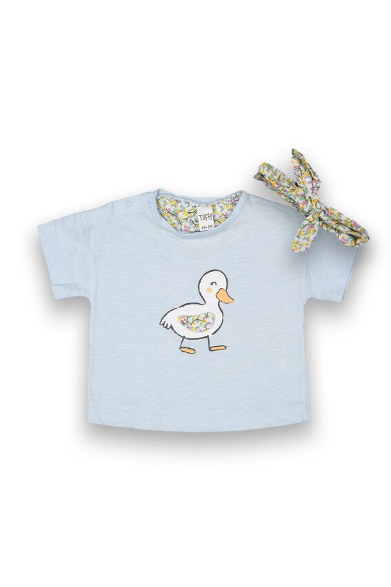 Wholesale Baby Girls Printed T-Shirt with Headband 6-18M Tuffy 1099-9009 - 1