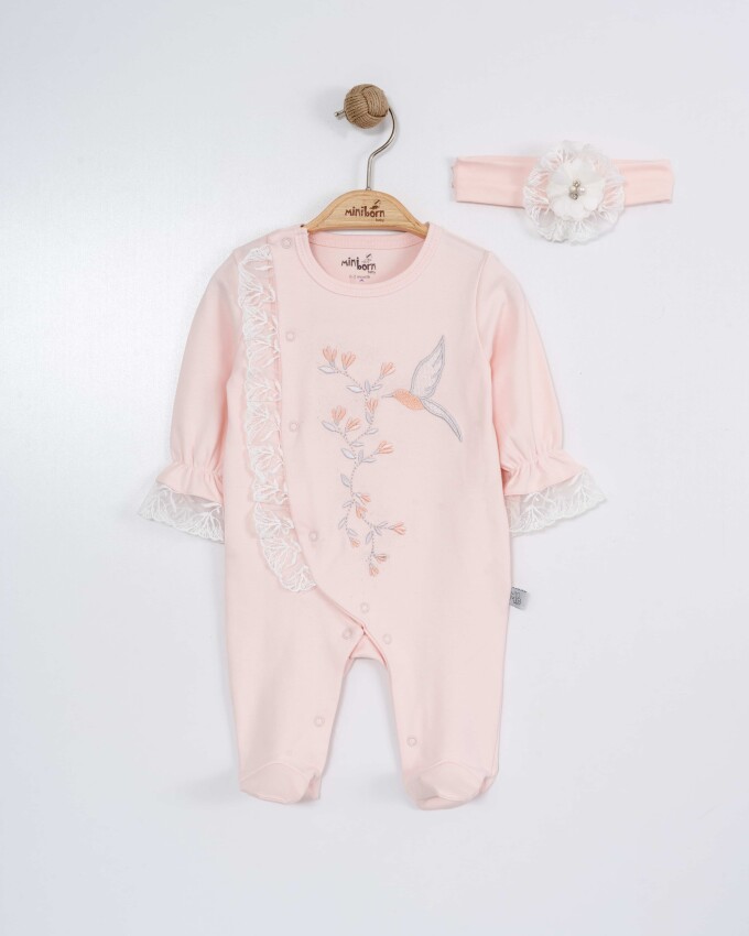 Wholesale Baby Girls Rompers and Headband Set 0-6M Miniborn 2019-6169 - 4