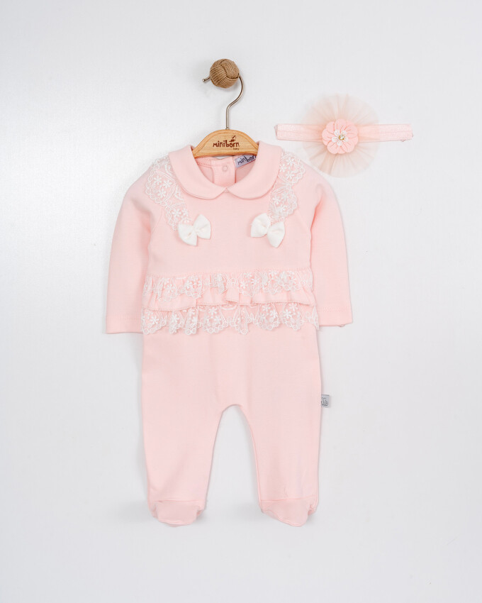 Wholesale Baby Girls Rompers and Headband Set 0-6M Miniborn 2019-6171 - 3