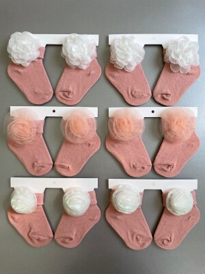 Wholesale Baby Girls Socks 0-6M Algiy Mini 2047-1101 - Algiy Mini