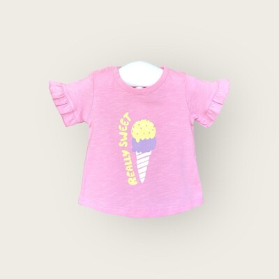 Wholesale Baby Girls T-shirt 6-18M Algiy Mini 2047-3502 Pembe