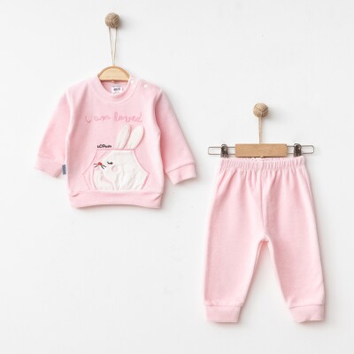 Wholesale Baby Girls Tracksuir Set 3-9M Hoppidik 2017-2383 Pink