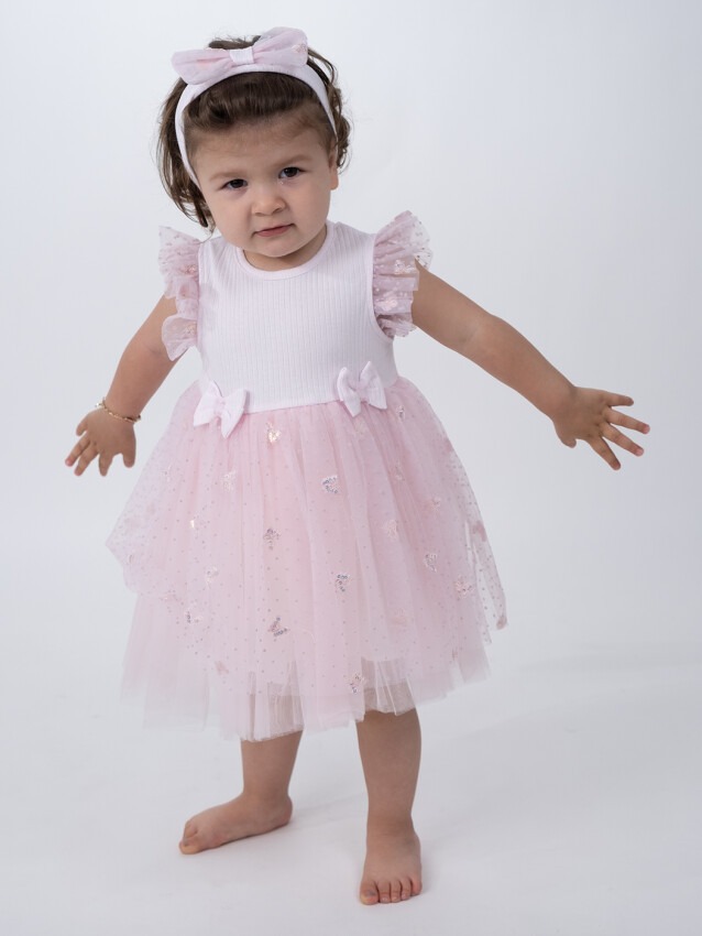 Wholesale Baby Girls Tulle Dress with HeadBand 6-24M Serkon Baby&Kids 1084-M0469 - 1