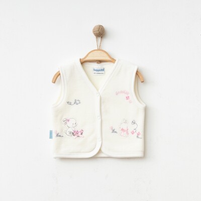 Wholesale Baby Girls Velvet Vest 3-9M Hoppidik 2017-2380 White-Pink