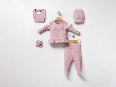 Wholesale Baby Girs 5-Pieces Newborn Set 0-3M Bubbles 2040-3021 Lilac