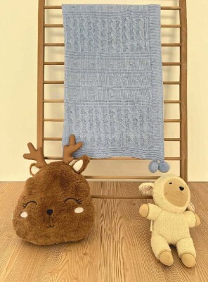 Wholesale Baby Knitted Ponpon Blanket 0-12M Jojomini 1062-97102 - 1