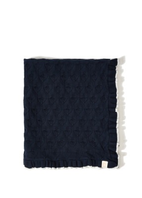 Wholesale Baby Organic Cotton Knitted Blanket with Ruffle 80x90 Uludağ Triko 1061-21018 Темно-синий