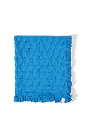 Wholesale Baby Organic Cotton Knitted Blanket with Ruffle 80x90 Uludağ Triko 1061-21018 Синий