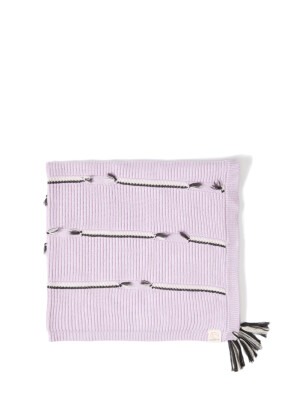 Wholesale Baby Organic Cotton Knitted Blanket with Tassels 0-36M Uludağ Triko 1061-21019 Lilac