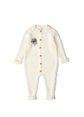 Wholesale Baby Organic Cotton Long Sleeve Romper with Button 3-12M Uludağ Triko 1061-21021 - 1