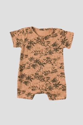 Wholesale Baby Patterned Rompers 3-12M Kidexs 1026-60134 Cinnamon Color