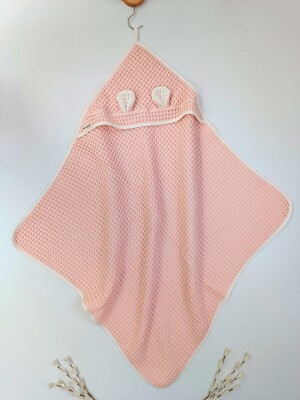 Wholesale Baby Ultra Soft Cotton Pique Blanket (86x86 cm) Tomuycuk 1074-10245 Salmon Color 